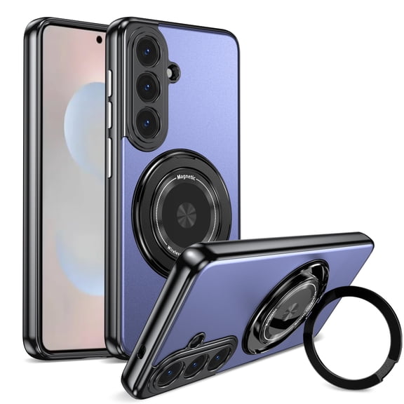 for Samsung Galaxy S26 Phone Case , Hinge Protection Case with Front Screen Protector 360°Ring Magnetic Kickstand Protective Shockproof Rugged Case for Samsung Galaxy S26 ,Blue
