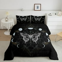 Erosebridal Sun and Moon Bedding Twin Bed Comforter Sets Butterfly Decorations Comforter Set Death Star Galaxy Moon Duvet Insert 3 Pieces Teenagers Youth, Black White