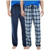 NAUTICA Men's 2-Pack Soft Suede Fleece Pajama Bottom Pants (Grey Blue Plaid/Navy Stripe, Large)