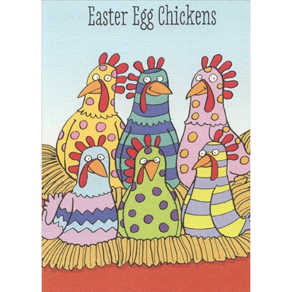 RSVP Greetings Easter Egg Chickens: Colorfully Decorated Chickens Funny Easter Card