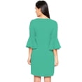 thumbnail image 3 of eloria Women's Midi Dress Bell Sleeve Key Hole Tie Neck Summer Dress Size: S | Color: Sea Green, 3 of 5
