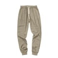 thumbnail image 4 of JUUYY Men's Baggy Pants Lightweight Casual Elastic Waist Drawstring Harem Pants Cotton Loose Fit Beach Yoga Jogger Pants with Pocket Khaki M, 4 of 9