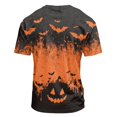 thumbnail image 5 of Halloween Shirts for Men Short Sleeve T-Shirts Pumpkin Bat All Over Pumpkin Print Novelty Spooky Holiday Tops Orange L, 5 of 7