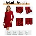 thumbnail image 5 of Cuteduck Women's Fall Casual Long Sleeve Dress Ribbed Round Neck Loose Boho Midi Ruffle Dress S-2XL, 5 of 7