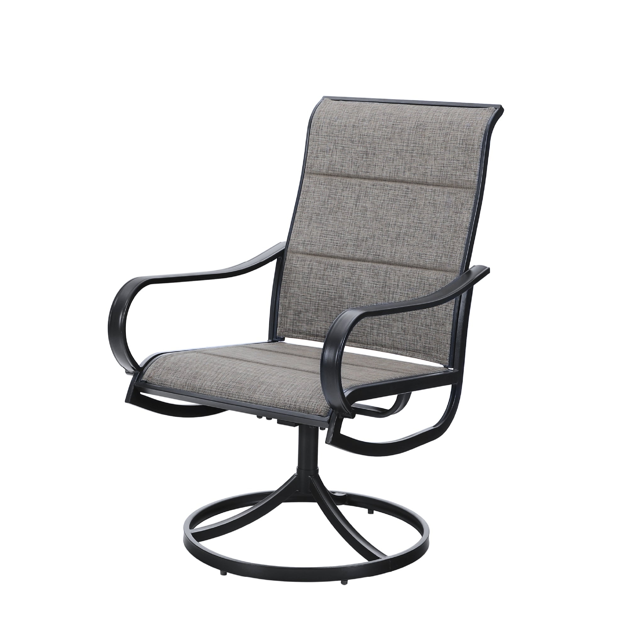 7-Piece Outdoor Patio Dining Set for 6, Padded High-Back Swivel Chairs and Rectangular Table, Grayish Brown