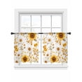 thumbnail image 7 of Yellow Sunflower Sheer Curtains 45 Inch Length 2 Panels Set, Spring Summer Floral Botanical Vintage Voile Window Treatment Rod Pocket Small Kitchen Curtains Drapes for Bedroom 52"x45"x2, 7 of 7