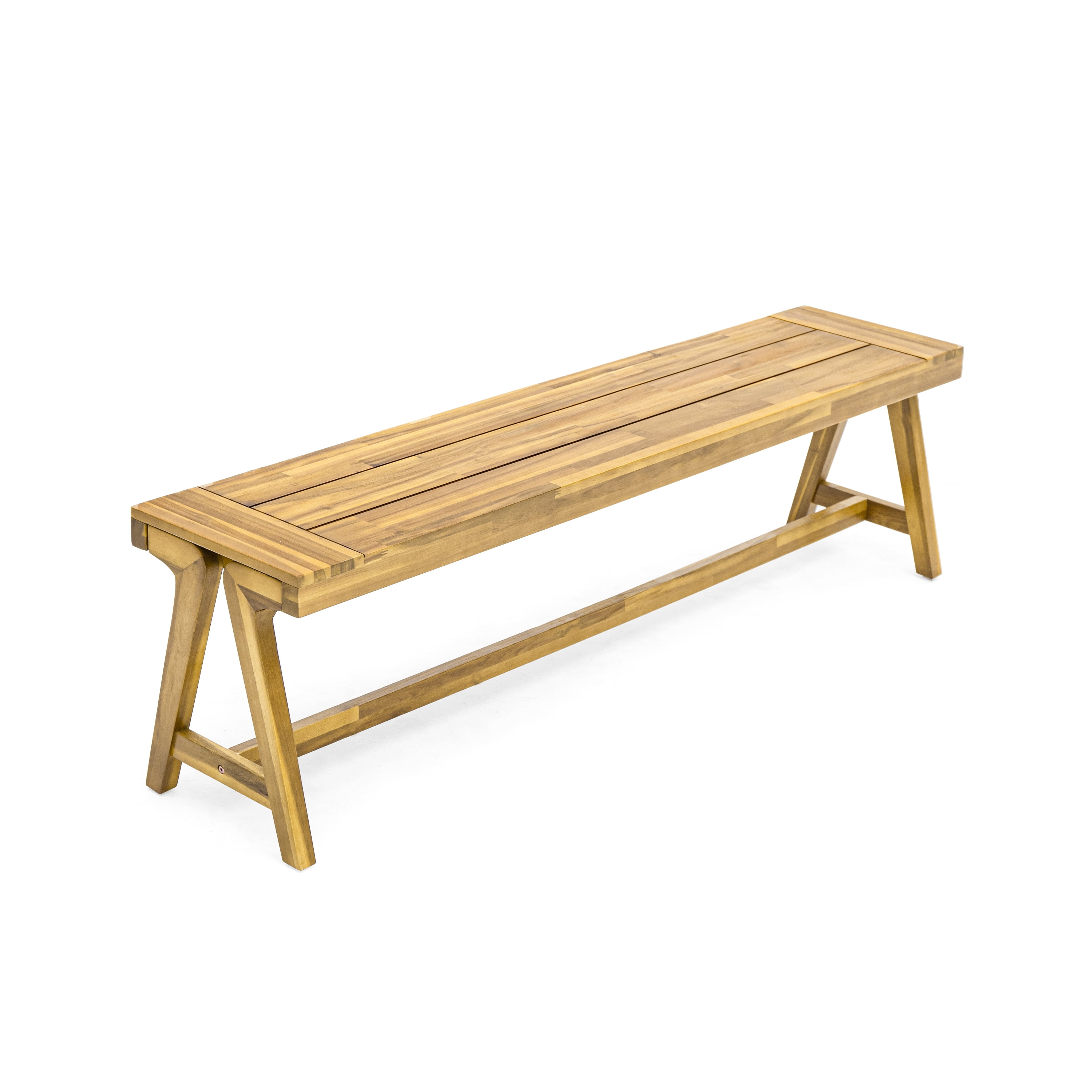Dining Benches Set of 2, Outdoor Acacia Wood Patio Bench for Garden Deck, Teak
