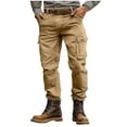 thumbnail image 3 of DDAPJ pyju Cotton Work Pants for Men Ripstop Cargo Pants with Pockets Lightweight Outdoor Hiking Pants Khaki 38, 3 of 4