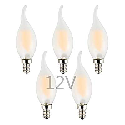 At interagere Meyella mangfoldighed Low Voltage DC 12V 2W LED Candelabra Bulb, Dimmable with 12Volt DC Dimmer,  2700K Warm White Light, E12 Small Base, 25W Incandescent Replacement, Solar  System 12V Battery Power, 5-Pack - Walmart.com