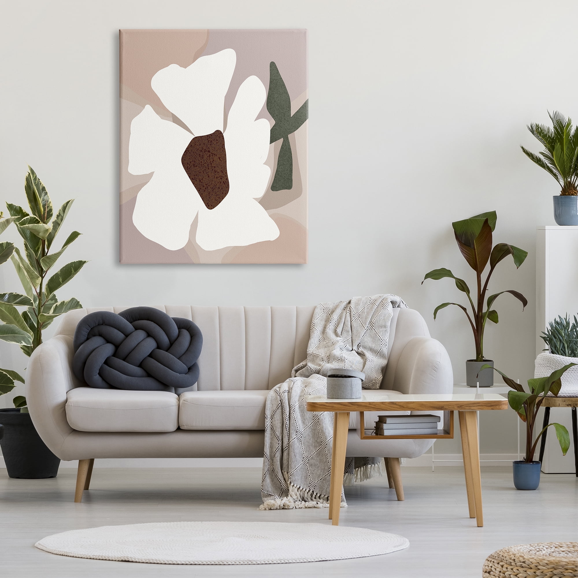 Stupell Industries Modern White Petals Botanical & Floral Painting Gallery Wrapped Canvas Art Print Wall Art, 36 x 48