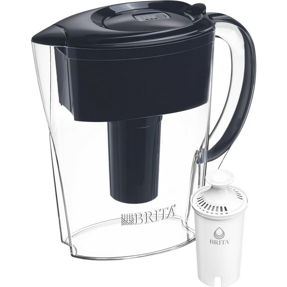 Brita Small 6 Cup Space Saver Water Filter Pitcher with 1 Standard Filter, Space Saver, Black
