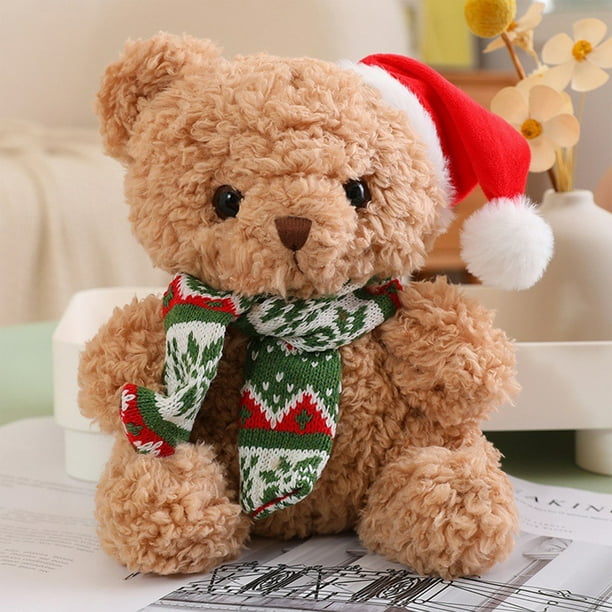 Adorno navideño de osito de peluche, regalo de cumpleaños para niños, compañero y muñeco de peluche
