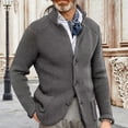 thumbnail image 3 of comerut Men Sweater Coat Lapel Solid Color Long Sleeves Pockets Single-breasted Keep Warm Knitting Casual Thick Winter Coat for Daily Wear, 3 of 8