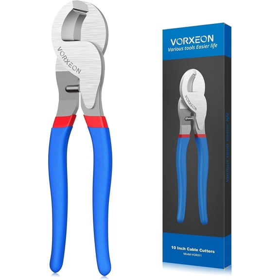 VORXEON 10 Inch Heavy Duty Cable Cutter - High Leverage Steel Tool for Aluminum, Copper & Ethernet Cables (Professional & Home Use)