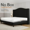 thumbnail image 4 of Merluxy Platform Bed Frame Tall Headboard Upholstered Bed with Velvet Nailhead Trim Arched Wingback,Full,Black, 4 of 9