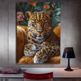 thumbnail image 3 of Mudket Luxury Leopard on Gold Couch Canvas Wall Art, Leopard Print Room Decor Framed Ready to Hang for Living Room Office - 12"L x 8"W, 3 of 10