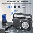 thumbnail image 5 of Radio Portátil Bluetooth AM FM, 1200mAh Batería de Radio Altavoz, Soporte de Tarjeta SD y Reproductor de MP3 USB, Retroiluminación, 5 of 5