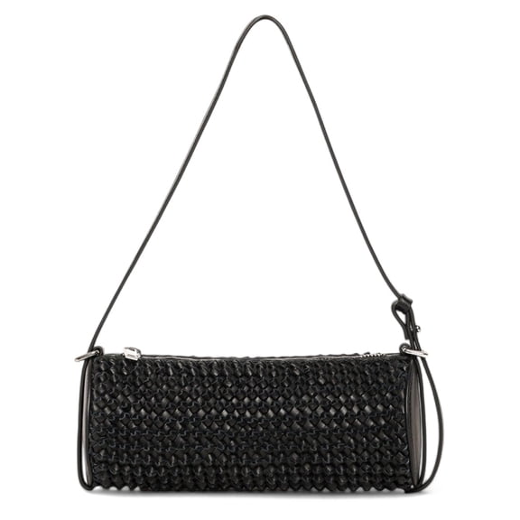 Walter Baker Quinn Knot Leather Barrel Shoulder Bag, Black