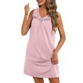 thumbnail image 5 of Lorytime Womens Summer Dresses V Neck Pink Sleeveless Spaghetti Strap Dresses Mini Dress Hawaiian Flowy Sundress Knee Length Short Dress Solid Beach Dresses Casual Vacation XL, 5 of 9