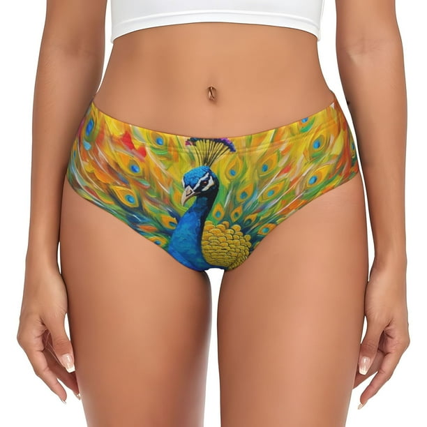 Balery Peacocks Ropa Interior de Algodón para Mujer con Dibujo – Braguitas Cómodas y Elásticas, Estilo Clásico-Large