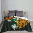 thumbnail image 3 of Retro Bohemian Plant Leave Throw Blanket, Super Soft Anti-Pilling Flannel Bed Blankets, 60"x50", 3 of 8