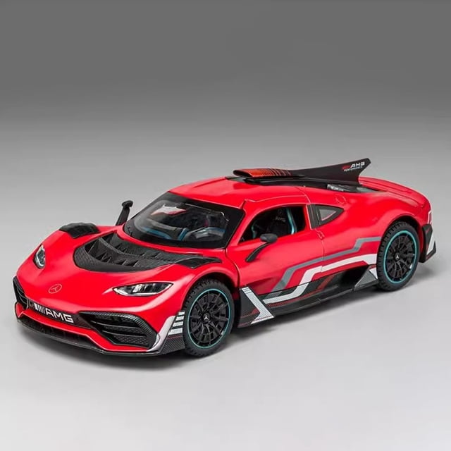 Scale 1:24 ONE Sports Car Model Toy Modified Metal Diecast Free Wheeling Vehicles Simulation Sound & Light Gift for Children Red