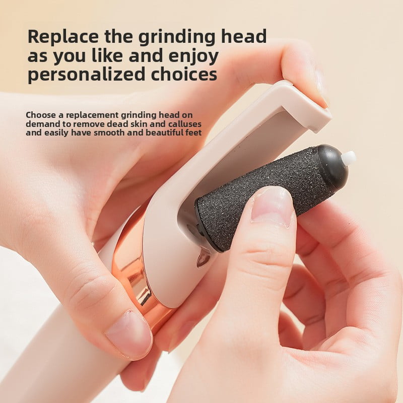 Electric foot grinder, callus trimmer, exfoliating machine, LED lamp auxiliary design, two scrubbing heads.