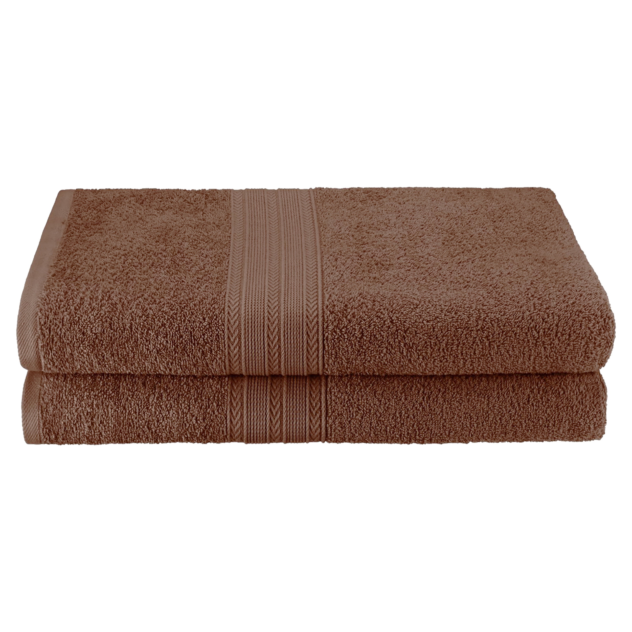 Set of 2 Brown Ring Spun Combed Cotton Soft and Absorbent Bath Sheet Towels 