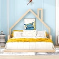 thumbnail image 3 of Leumius Full Size Floor Bed with House-Shaped Headboard,Montessori Bed Low Floor Bed Frame with Slats for Boys Girls,No Box Spring Needed,Natural, 3 of 8