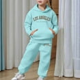 thumbnail image 5 of Boys Girls Active Sweatsuit,2 Piece Long Sleeve Letter Printed Hooded Sweatsuits Pullover and Sweatpants Fall Clothes Boys Jogger Set 10-11 Years, 5 of 6