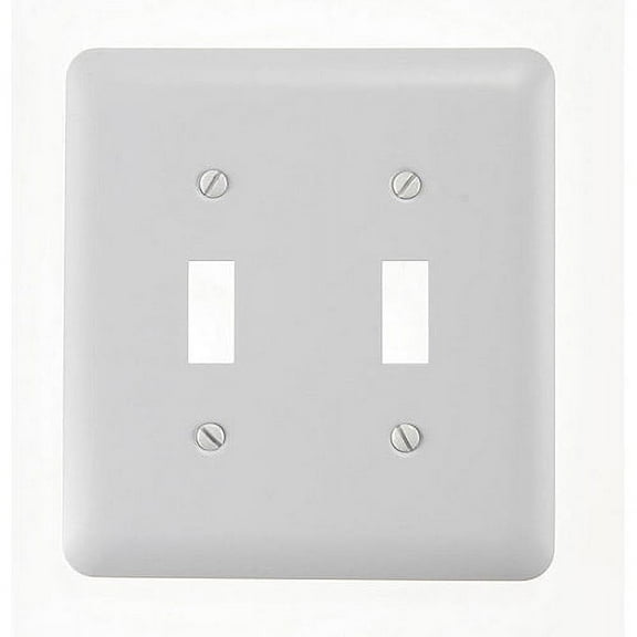 Elumina 935TTWNB Devon Wallplate, 2 Toggle, Steel, White, 1-Pack