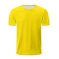 thumbnail image 4 of ZXLBBD Mens T-Shirts Short Sleeve Lightweight Workout Shirts for Summer Sporty Running Hiking Solid Color T-Shirts for Man Casual,Yellow,4XL, 4 of 4