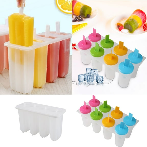 Elainilye Homemade Popsicle Molds, 4-Cav Silicone Ice Pop Maker with Lid & Sticks, BPA Free Reusable Ice Cream Molds, Easy Release Popsicle Molds for Fruits, Juices