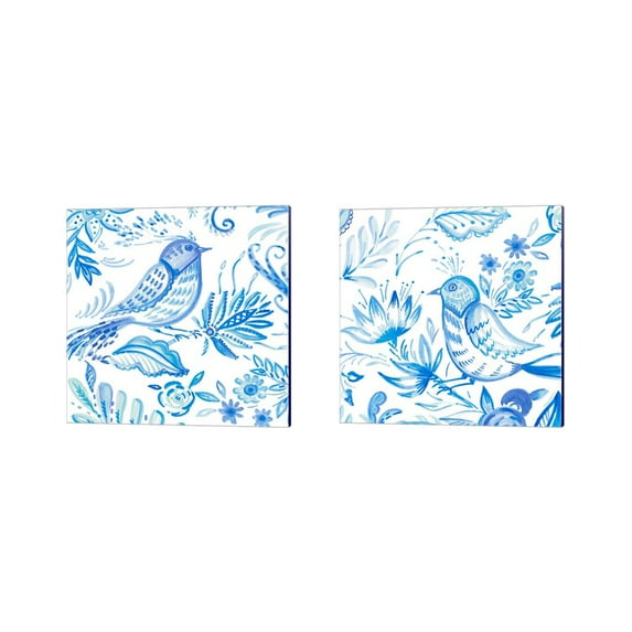 Great Art Now Birds in Blue by Ani Del Sol 2 Piece Canvas Art Set Each 14"W x 14"H