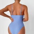 thumbnail image 2 of PEASKJP Summer Beach One Piece Swimsuit for Womens Ruffle Trim Scoop Neck High Waisted Bathing Suit, Light Blue M, 2 of 5