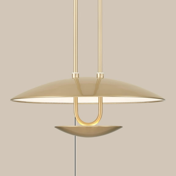 Hunter - Sunset Ridge NA-light Luxe Gold, Medium Size Pendant Light, Dimmable, Modern Style, Dome Shaped, for Bedrooms, Dining, Living Rooms - 48166
