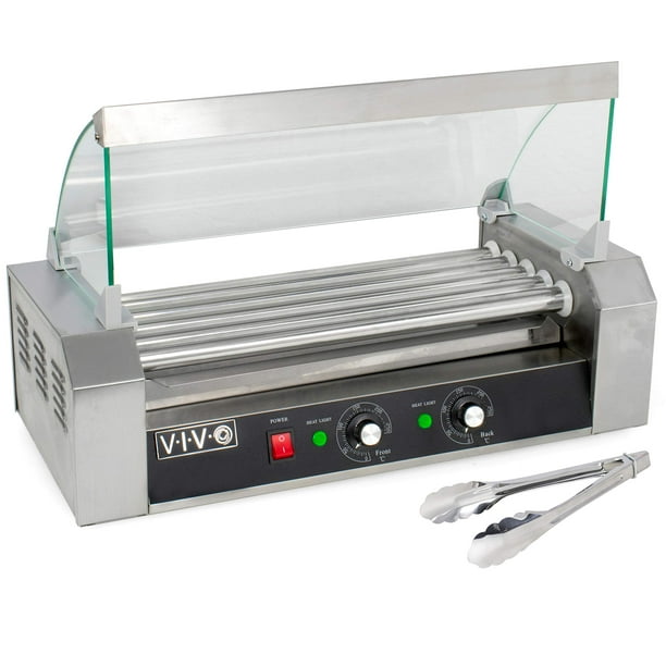 Parrilla eléctrica para salchichas VIVO HOTDG-V205, 12 hot dogs y 5 rodillos