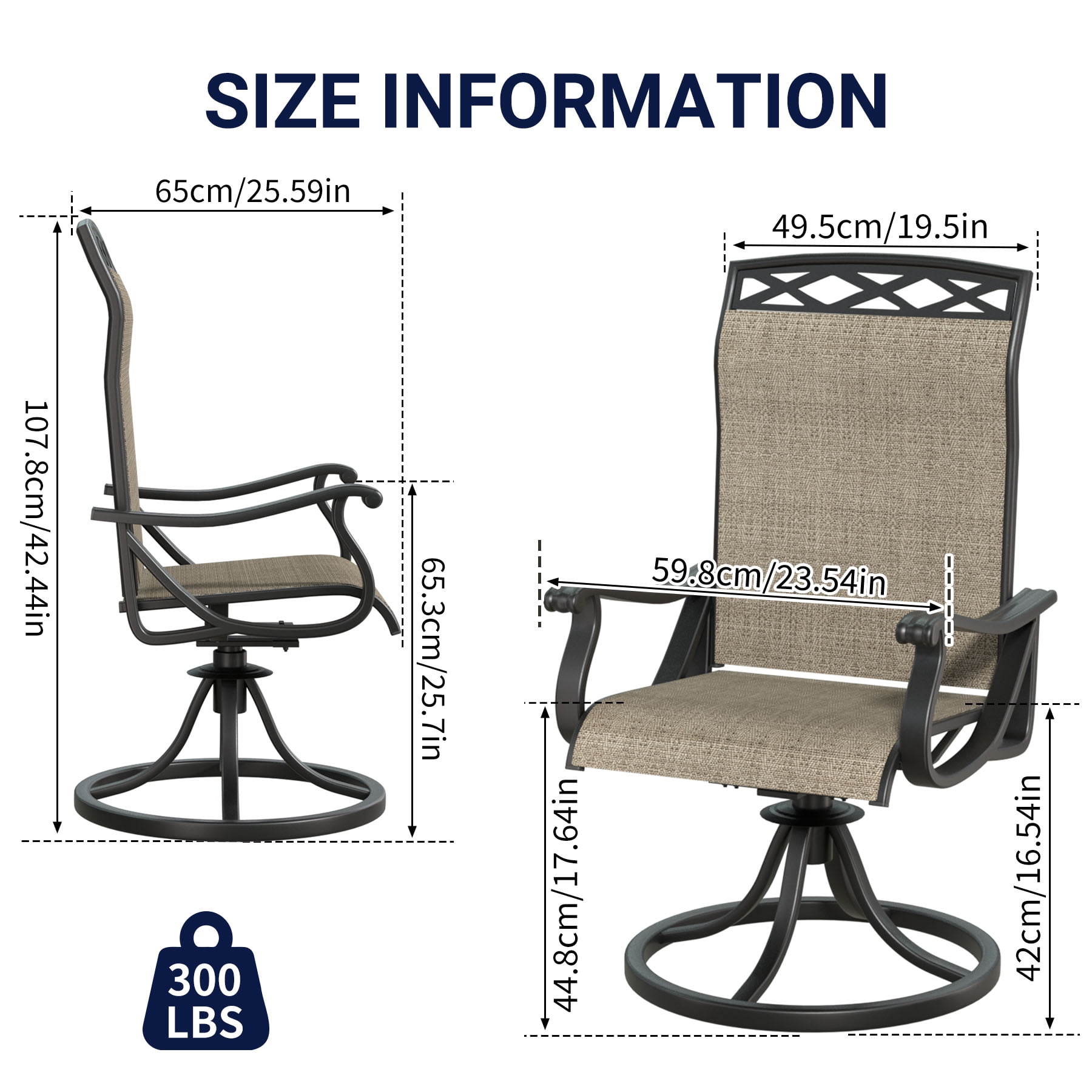 SHGJ&SOFT Patio Swivel Chairs, Waterproof Outdoor Dining Chairs with All-Weather Textilene Mesh for Deck, Garden, and Backyard (Brown6, 4PC)