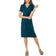 thumbnail image 2 of MODA NOVA Junior's Casual A-Line Short Puff Sleeves Summer V Neck Midi Dress, 2 of 5