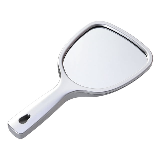EeaseCA 1pc Double Side Handheld Mirror Cosmetic Mirror Back 2X and 3X Magnification Round Mirror (Silver)