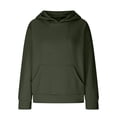 thumbnail image 2 of Kids Sweatshirt Girls 4-18 Fayshow0 100 Army Green 48%Polyester,38%Rayon,11%Cotton,3%Spandex Solid Color Children Hooded Top Girls Long Sleeved Sweatshirt Round Neck Pullover Top, 2 of 3
