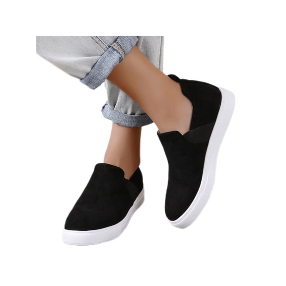 Fangasis Women's Canvas Sneakers Fashion Tennis Shoes Casual Canvas Shoes Slip on Flats Nurse Shoes Size 4.5-9 Black 8.5