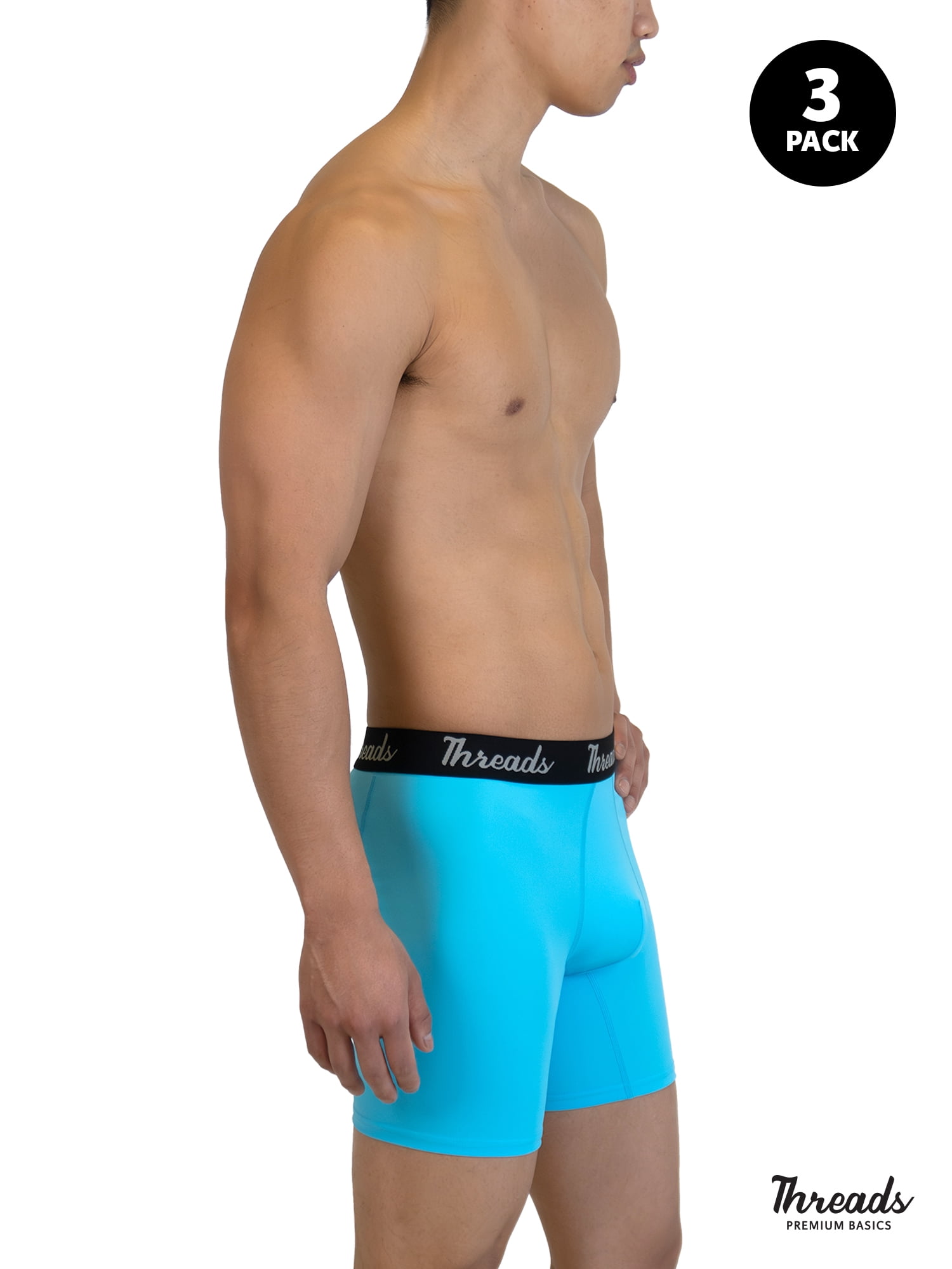 Threads Men's Underwear, 6" Ultra-Soft Premium Performance Boxer Briefs, Moisture Wicking, Anti-Odor, 3-Pack