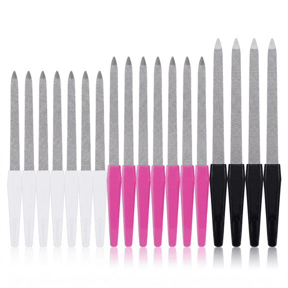12PCS Nail Files for Natural Nails Made of Stainless Steel, Sword Fingernail Files with Sharp Pointed Tip Non Slip Handle, Diamond Finger Nail Filers for Women Sapphire Grit Color