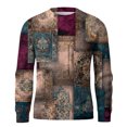thumbnail image 5 of CharmCyan Men’s Long Sleeve Crew Neck Sweater with Abstract Floral Print Lightweight Knit Pullover Casual Fit Top for Everyday Wear Ginger L, 5 of 6