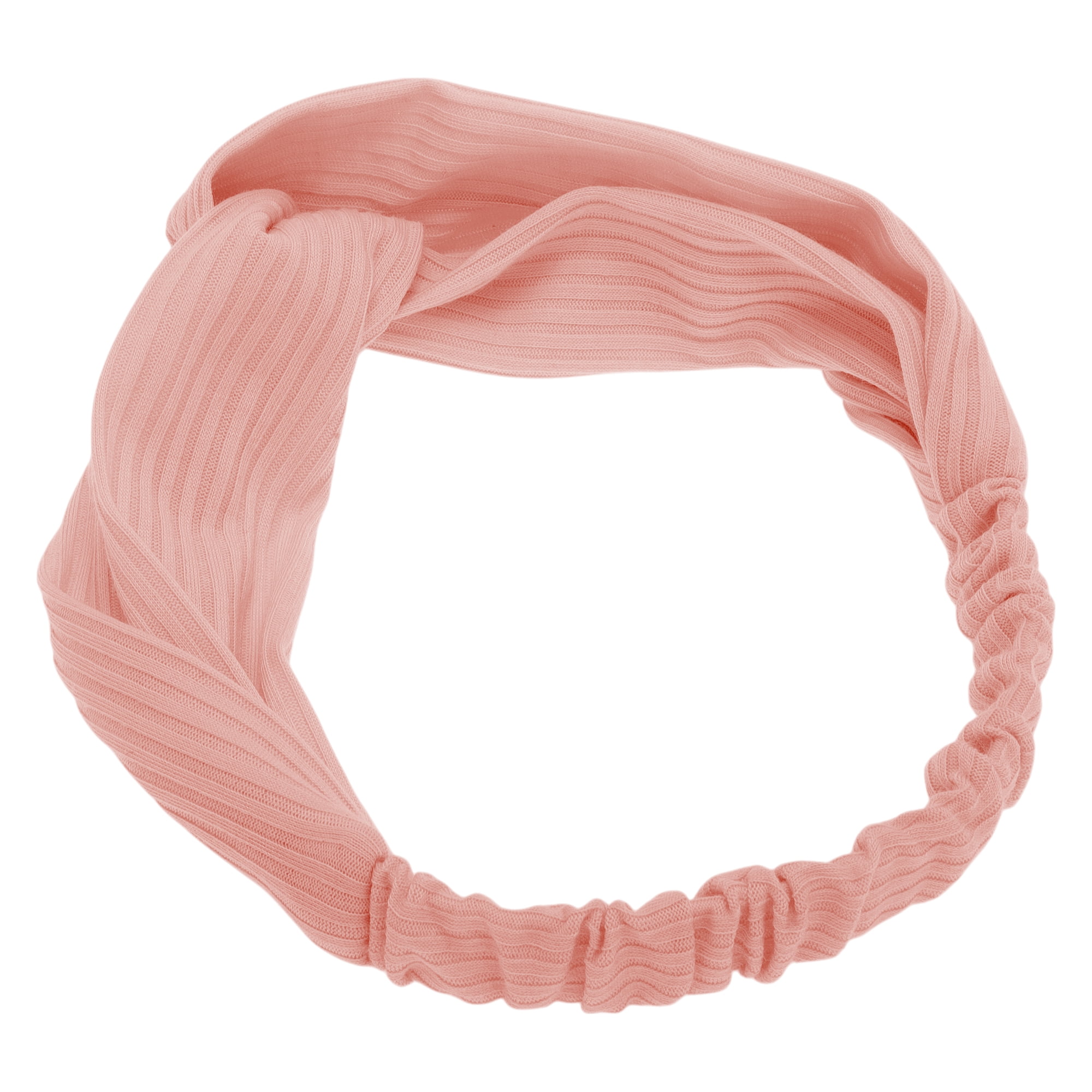 Unique Bargains Stripes Elastic Cross Headwrap Dark Pink