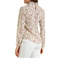 thumbnail image 3 of Unique Bargains Women's Smocked Ruffled Neck Long Sleeve Floral Vintage Top Blouse, 3 of 6