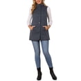 thumbnail image 2 of Women's Long Puffer Vest Stand Collar Sleeveless Puffy Jackets Lightweight Gilet Quilted Warm Coat L Dark Blue, 2 of 6