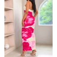 thumbnail image 6 of Women Summer Strapless Maxi Dress Bodycon Floral Long Wedding Guest Dress Formal Cocktail Dresses Pink S, 6 of 8