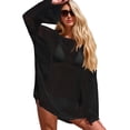 thumbnail image 2 of Swimsuit Cover Up for Women Beach Dress Bathing Suit Coverup Long Sleeve Crochet Hollow Out Coverup Alsol Lamesa, 2 of 6